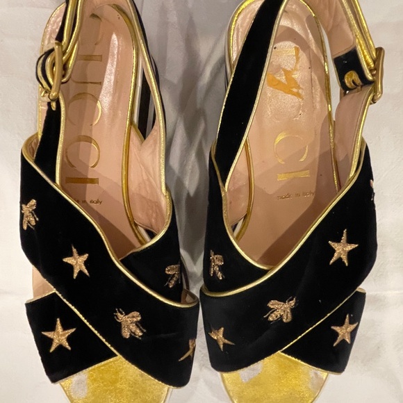 Black and Gold Women's Sandals - Picture 1 of 6